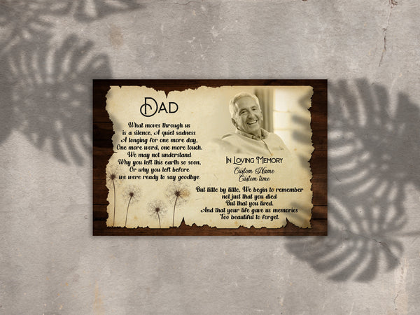 Missing Dad in Heaven Personalized Canvas Remembrance on Father's Day, Sympathy Gift for Loss of Father| N2595