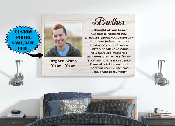 Brother Remembrance - Personalized Memorial Canvas| In Memory of Brother Memorial Gift, Sympathy Gift for Loss of Brother, Condolence Bereavement for Brother in Heaven| N2419