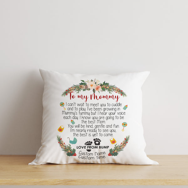 1st Time Mother| Mommy Can't Wait Meet You Custom Pillow| Mom To Be New Mom First Mother's Day Gift| JPL23