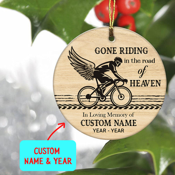 Gone riding in heaven - cyclist memorial ornament, mountain biker Xmas gift, BMX cycling ornament| ONT15