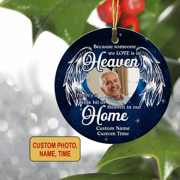 Memorial Christmas ornament Angel wings personalized picture in Heaven remembrance sympathy gift NOM241