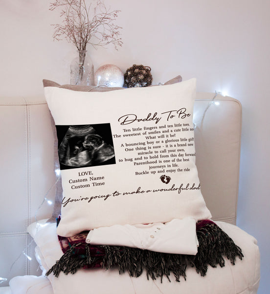 Dad To Be Personalized Pillow| First Father's Day Gift for Husband New Dad 1st Time Dad Custom Sonogram JPL101