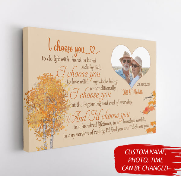 Personalized Gifts for Him| I Choose You Canvas | Couple Customized Wall Art| Gift for Husband|  Gifts for Wife| Valentines Gifts for Her|  Wedding Gifts on Anniversary Day CP117 Myhifu