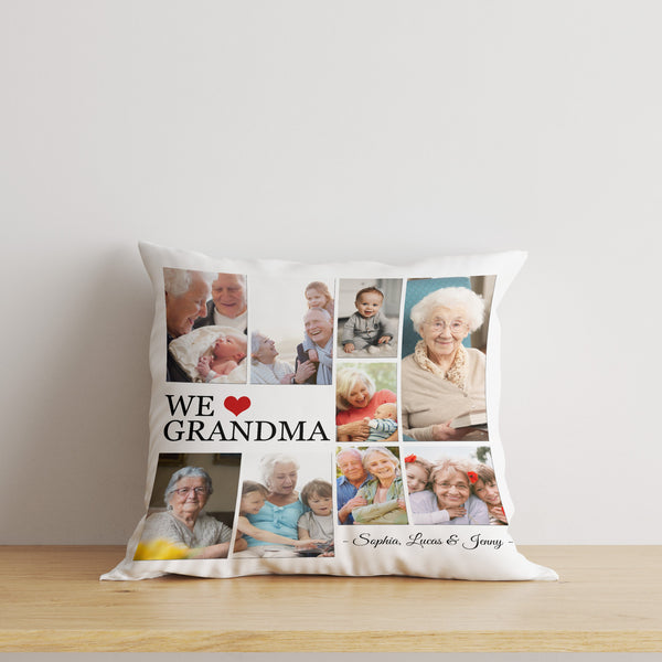 We Love Grandma Personalized Pillow, Mom Grandma Mother's Day Gift, New Nana Birthday Christmas Keepsake NPL29