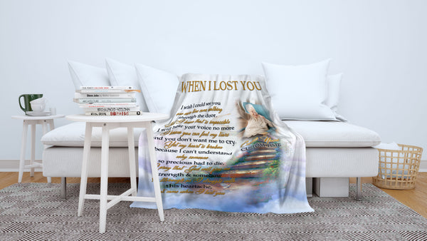 Memorial Blanket - When I Lost You Heaven Gate Fleece Blanket Personalized Remembrance Fleece Blanket Memorial Throw Bereavement Gift Grief Sympathy Gift for Loss of Loved One - JB301