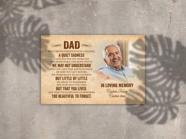 Dad Memorial Personalized Canvas, Dad Remembrance Father's Day in Heaven Sympathy Gift Loss of Father| N2592