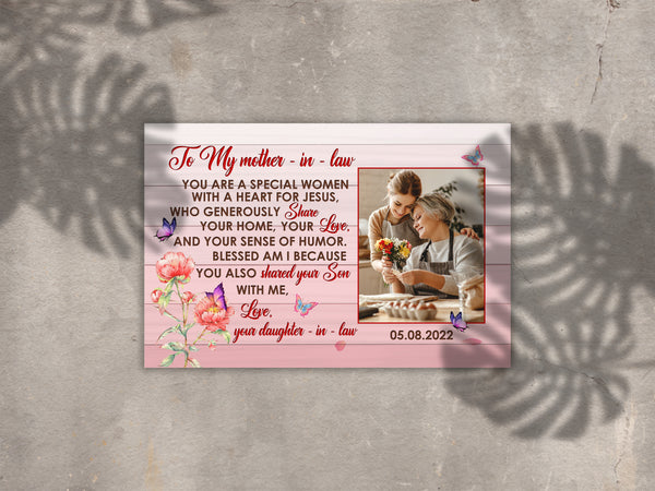 Personalized Mother Day Gifts| to My Mother-In-Law Canvas, Mother-in-Law Gift, Best Mother-in-Law, Mother-in-Law Birthday Gift, Gifts for Mother In Law on Mother’ Day| AP582