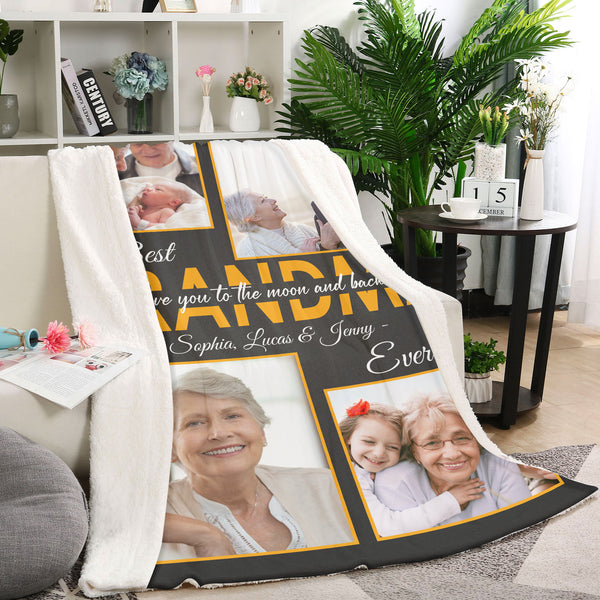 Best Grandma Ever Personalized Blanket Custom Fleece/Sherpa Throw Mother's Day Gift for Grandma N2493