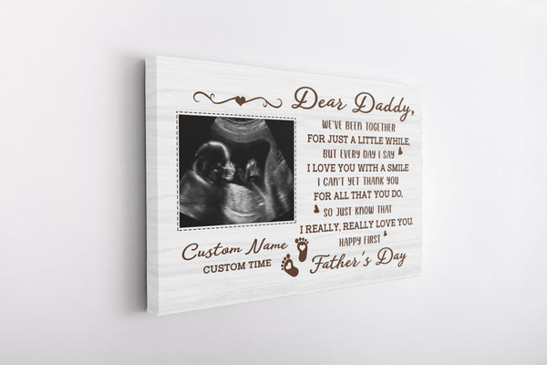 Happy First Father's Day Gift| Personalized Canvas for New Dad, Dad To Be, Expecting Father, 1st Time Dad| JC877