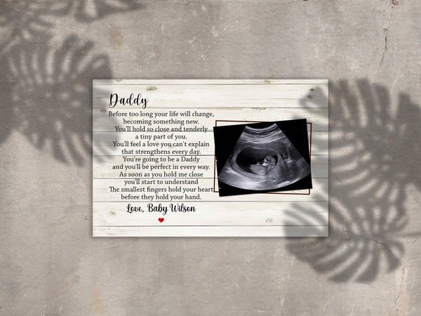 First Fathers Day Personalized Sonogram Canvas Dad to Be Gift New Daddy 1st Time Father Expecting Dad| N2578