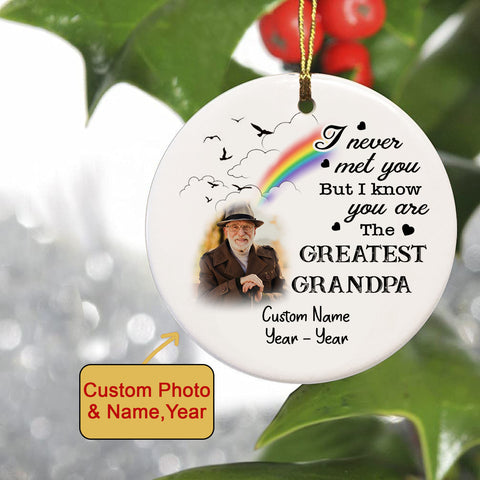 Grandpa Memorial Ornament - Greatest Grandpa, Christmas in Heaven Remembrance Home Decor, Memorial Gift for Baby Loss of Grandpa| NOM132