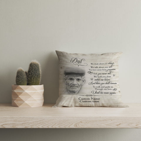 Dad Memorial Pillow, Personalized Sympathy Gift for Loss of Father Bereavement 1-sided Print NPL187