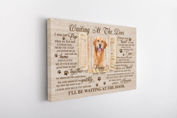 Personalized Dog Memorial Canvas - Waiting At The Door Canvas - Dog Memorial Gift, Sympathy Gift for Loss of Dog, Dog Owner, Pet Owner - Dog Remembrance Gift - JCD784 - A02M07