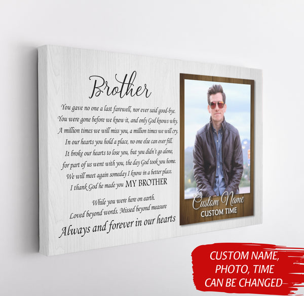 Brother Memorial Canvas| Custom Brother Memorial Gift, Sympathy Gift for Loss of Brother Remembrance JC879