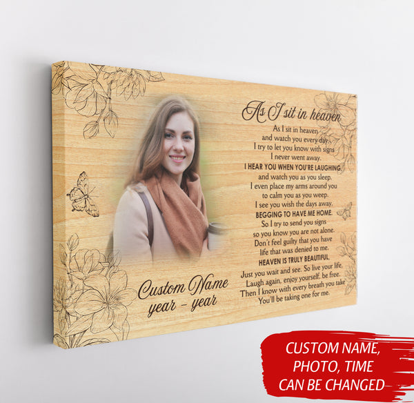 As I sit in heaven sympathy gift for loss of loved one, Memorial canvas/premium poster - VTQ170