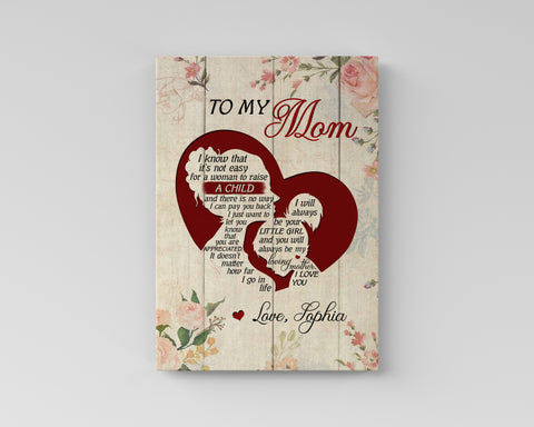 Personalized Mom Canvas - To My Mom Mother's Day Gift, I Love You Mom Birthday Christmas Wall Art| N2453