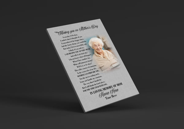 Custom Mother's Day in Heaven Memorial Canvas| Mom Remembrance Gift for Loss Mother, Loss Mom Sympathy Gift| JC850