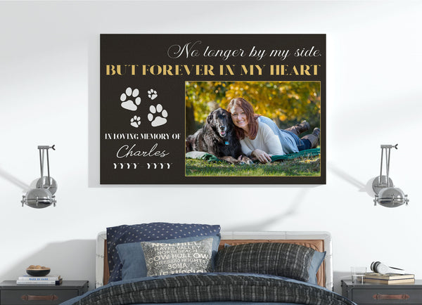 Dog Memorial Canvas| No Longer By My Side - Custom Dog Memorial Gift, Sympathy Gift for Loss of Dog| JCD801