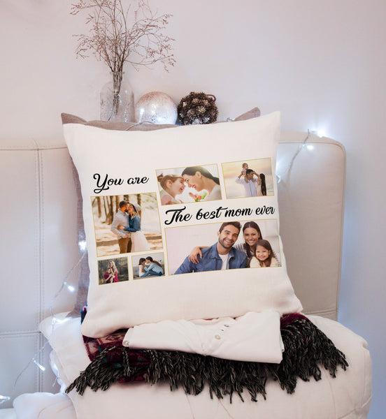 Best Mom Ever Personalized Pillow (Insert Included) Mother's Day Gift Custom Photo Collage 1-side Print NPL120