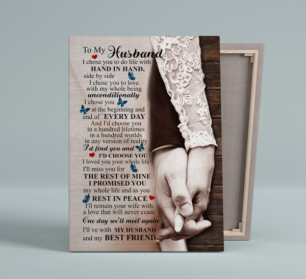 Husband Memorial Canvas| To My Husband in Heaven| I Chose You| Memorial Gift for Loss of Husband| Husband Remembrance| Sympathy Gift for a Widow, Grieving Wife| Bereavement| N1939 Myfihu