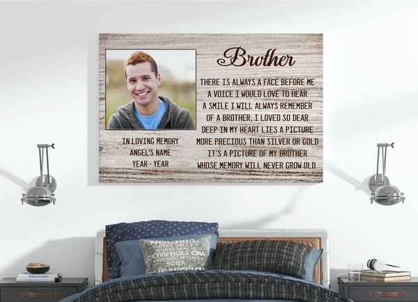 Brother Remembrance - Personalized Memorial Canvas| Memorial Gift for Loss of Brother| Sympathy, Bereavement Gift, Brother in Memory| N2145