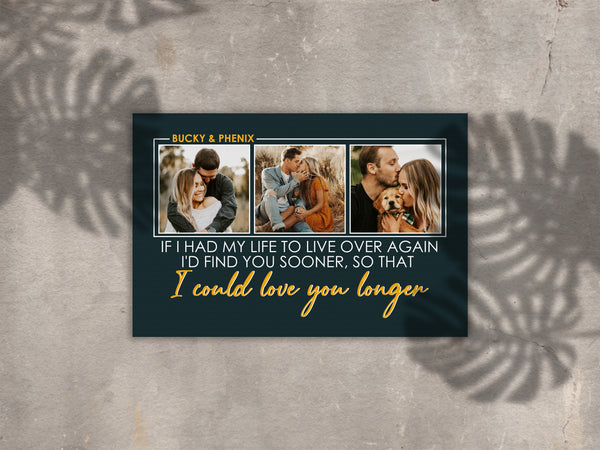 Personalized Canvas for Couple| I Wish I Met  You Sooner So I Could Love You Longer| Photo  Canvas for Her| Couple Gifts Home Decor Wall  Art on Anniversary, Birthday, Christmas CP168 Myfihu