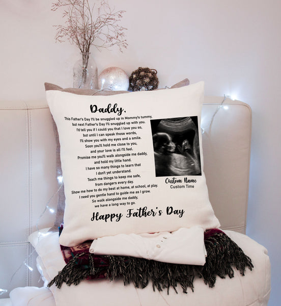 Father's Day Pillow, Custom Sonogram Gift for New Dad, Expecting Father, 1st Time Dad, Dad To Be| JPL97