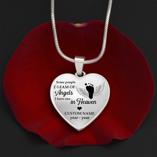 Angel footprints memorial necklace - Baby in Heaven, Miscarriage jewelry for mom, Infant loss pendant NNT46