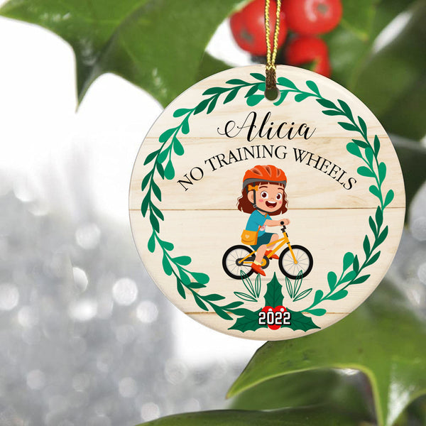 No training wheels ornament for kids, boys girls bicycle ornament, custom cycling gifts| ONT79