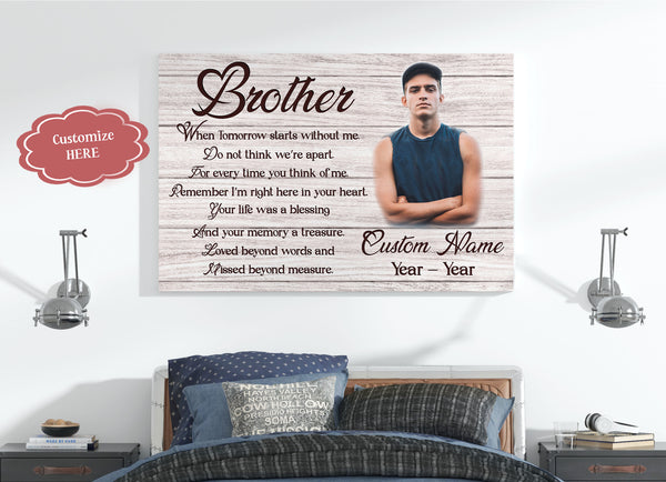 Personalized Memorial Canvas for loss of loved one, Meaningful Sympathy Gift for Loss of Brother My Angel Brother - VTQ137