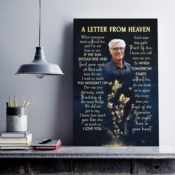 Personalized Memorial Canvas Gift| A Letter From Heaven Gift For Loss of Loved One| For Loss Husband Wife Dad Mom Grandma Grandpa In Heaven NXM32