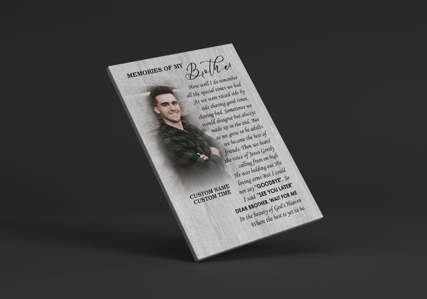 Brother Memorial Personalized Canvas - Memories of My Brother Sympathy Gifts for Loss of Brother| N2615