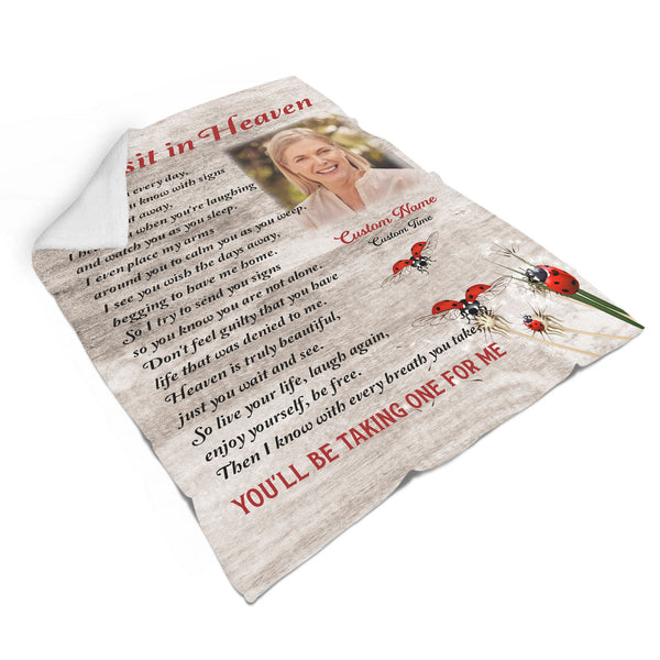 Memorial Blanket Personalized | As I Sit In Heaven Blanket| Memorial Gift, Sympathy Blanket, Remembrance Blanket| T1146