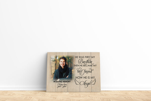 Brother Remembrance| Personalized Memorial Canvas| Now He Is My Angel| Memorial Gift for Loss of Brother| Remembrance Sympathy Gift| Bereavement Condolence Gift| N2352