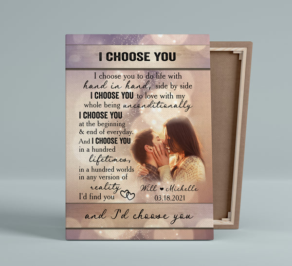 Personalized Picture Canvas| I Choose You  Wall Art| Valentine’s Day Gift for Him, Her|  Custom Valentines Day Gifts| Newlywed Gift  for Husband on Birthday, Christmas CP195 Myhifu