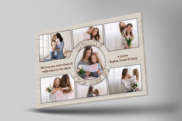 Mommy You Are #1 Personalized Canvas Photo Collage, Mothers's Day Gift, Mom Birthday Christmas Keepsake| N2484