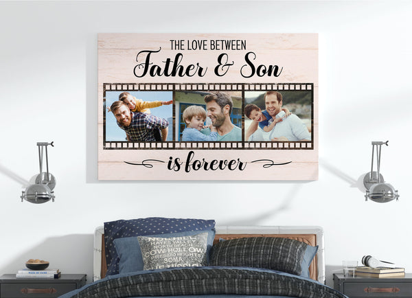 Father & Son Personalized Canvas Custom Photo Collage Father's Day Gift for Best Dad Birthday Christmas N2559