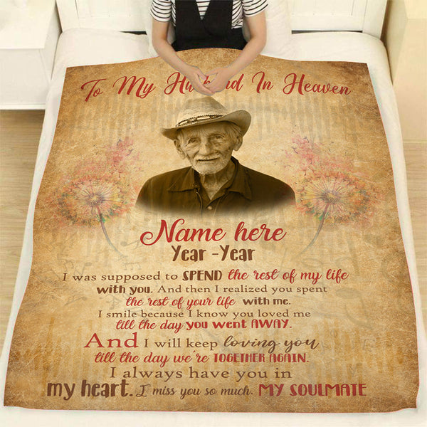 Husband Memorial Blanket - My Husband in Heaven| Personalized Memorial Throw, Loss of Husband Remembrance, Heaven Love| N1403