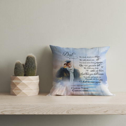 Dad Memorial Pillow, Personalized Sympathy Gift for Loss of Father Bereavement 1-sided Print NPL191