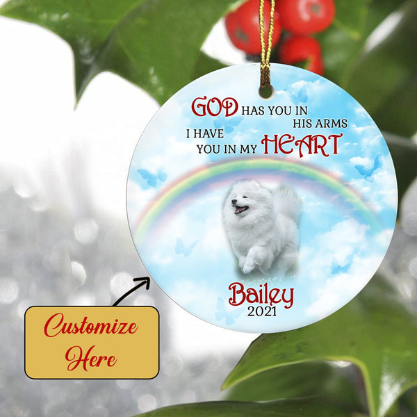 Pet Memorial Ornament - God Has You in His Arms, Pet Loss Ornament, Remembrance Loss of Dog, Loss of Cat, Sympathy Gift for Dog Owners| NOM124