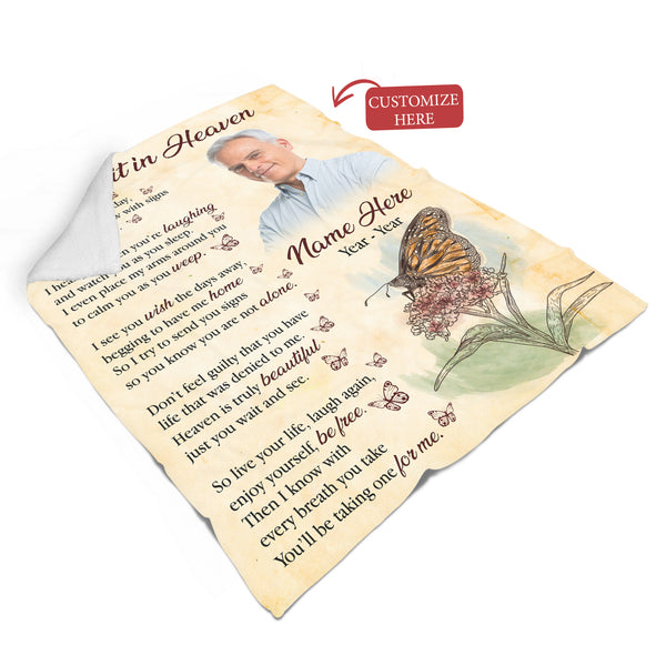 Memorial blanket - As I sit in heaven, Butterfly remembrance memorial blanket, Sympathy gift for loss BNT04