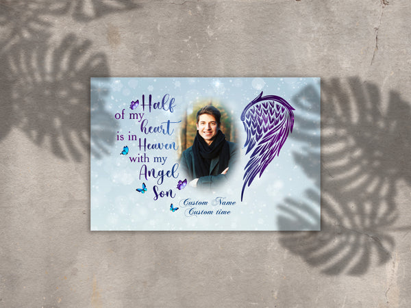 Son Remembrance| Personalized Memorial Canvas| My Angel Son, Memorial Gift for Loss of Son, Loss of a Child| Remembrance Sympathy Gifts| Bereavement Condolence Gifts| N2402