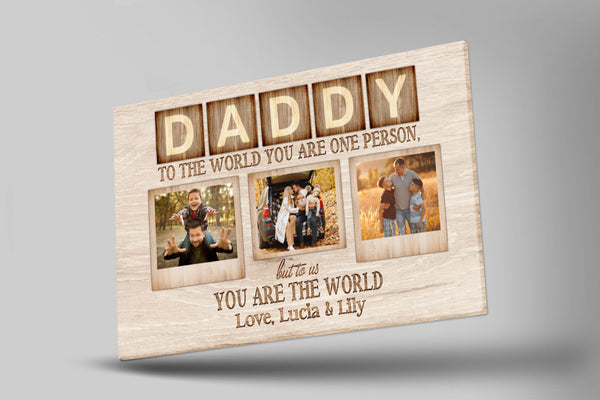 Daddy Personalized Canvas Wall Art Custom Photo Collage Fathers Day Gift for Best Dad Ever Gift| N2568