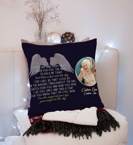 Custom Memorial Pillow for Loss of Loved One| Your Angel In The Sky| Sympathy Gift Memorial Gift| JPL85