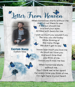 Personalized Memorial Blanket - Letter from Heaven Butterfly Remembrance Blanket, Sympathy Gift N2674