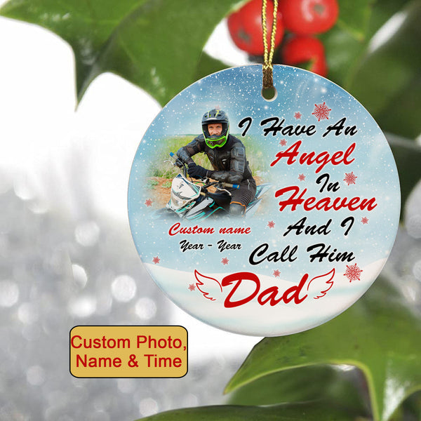 Personalized Motorcycle Christmas Ornament Angel In Heaven Remembrance Gift For Loss Of Biker Dad ODT75