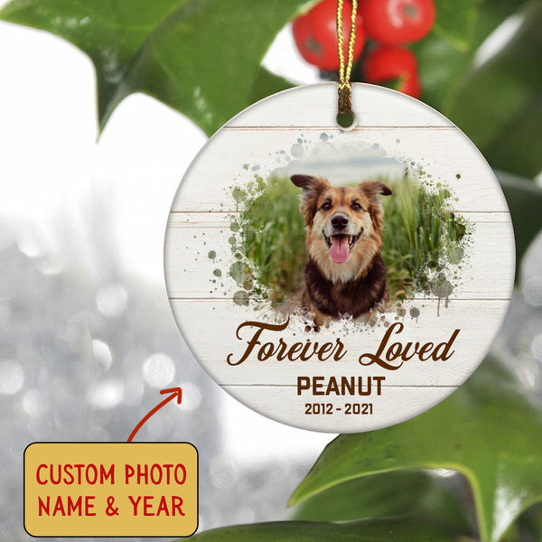 Pet Memorial Ornament - Forever Loved, Pet Loss Ornament, Custom Remembrance for Loss of Dog, Loss of Cat, Sympathy Gift for Dog Owners| NOM112