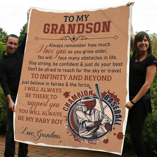 Grandson Baseball Blanket - To My Grandson Courage Fleece Throw from Grandma| T910