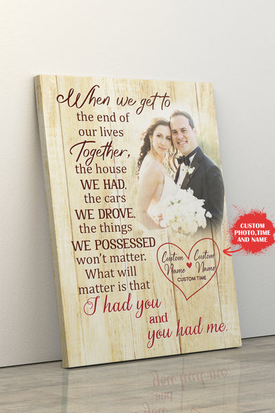 Personalized Anniversary Gift for Couple, Part| I Had You & You Had Me Wall Art| Custom Sentimental Gift for Husband Wife on Valentine's Day Christmas Anniversary Dad Birthday Day JC583 Myfihu