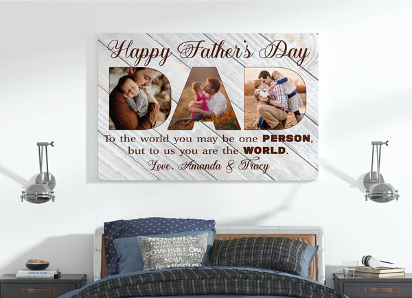 Happy Fathers Day Dad Personalized Canvas Custom Photo Collage Fathers Day Gift Keepsake for Dad| N2606